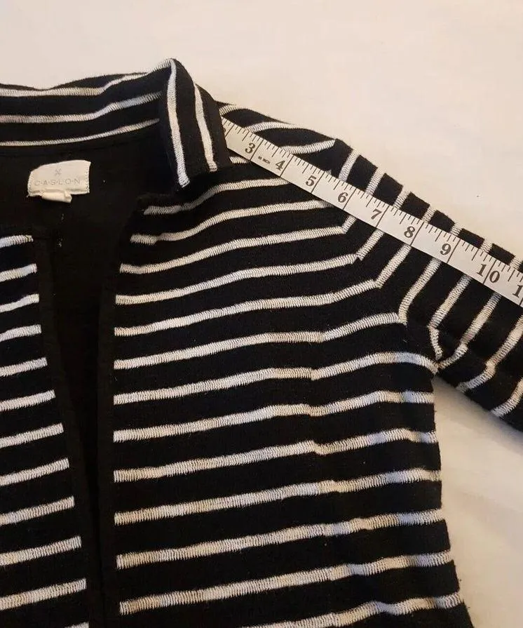 Caslon Womens Knit Blazer One Button Size XS Striped Jacket Collar Sweater - Image 13