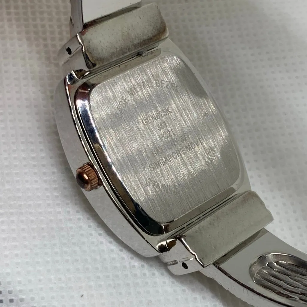 Geneva women watch quartz analog 25mm gold silver tone cuff bangle 6.5” running - Image 6