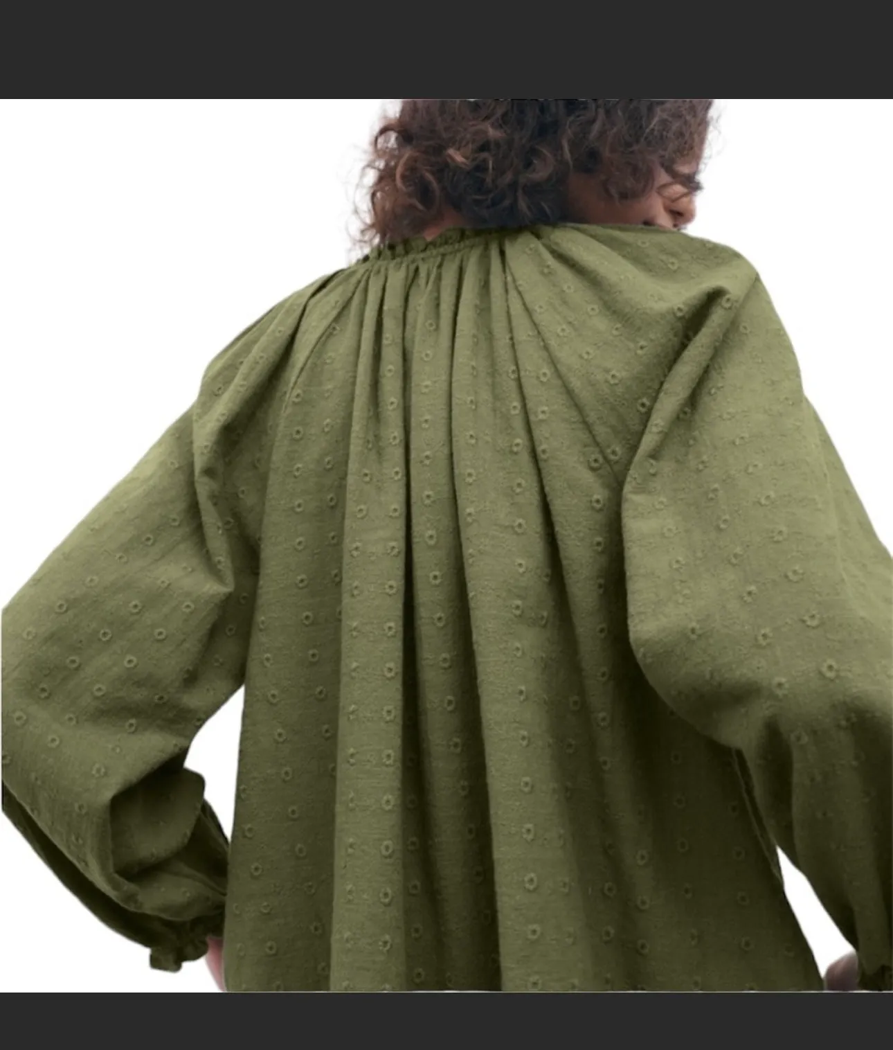 Embroidered Olive Green Long Sleeve blouse - Image 7