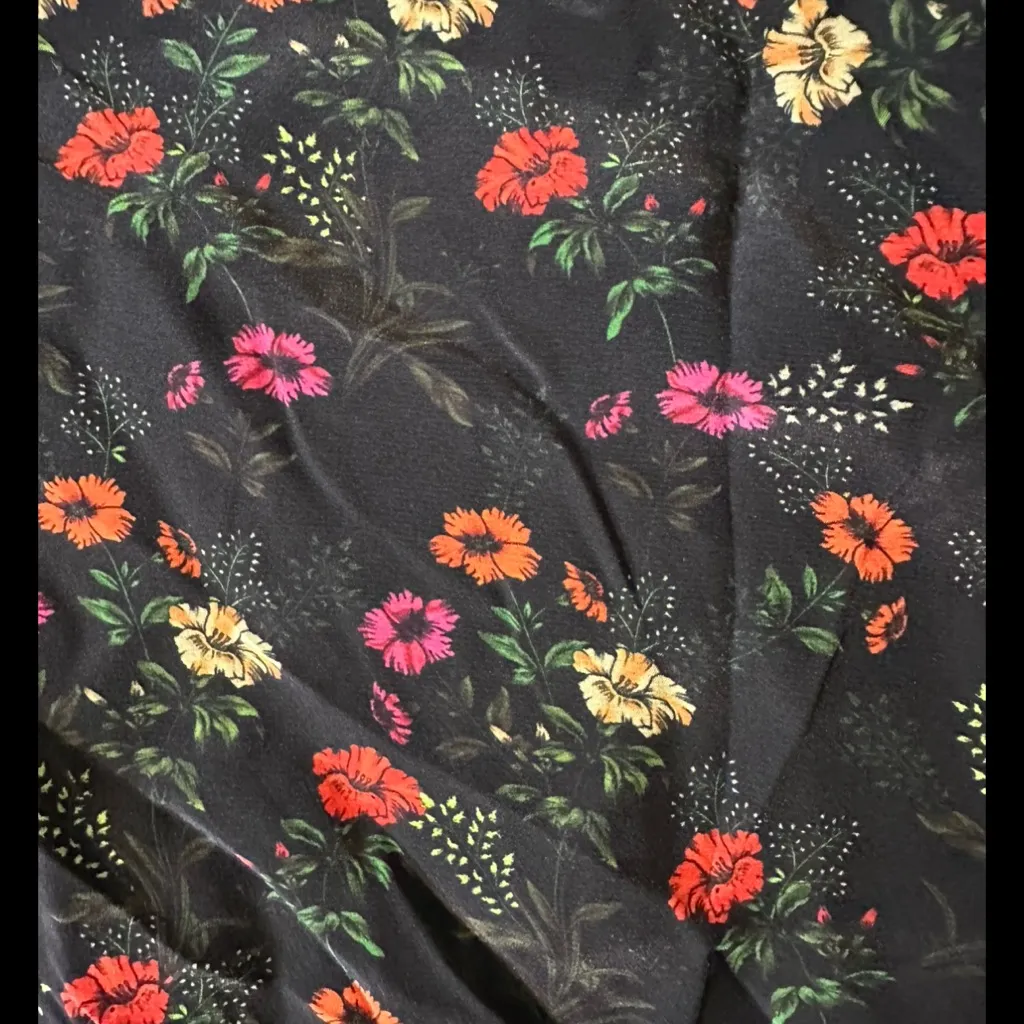 The Kooples Women's Black Silk Floral Print High Waist Midi Skirt‎ 0 - Image 11