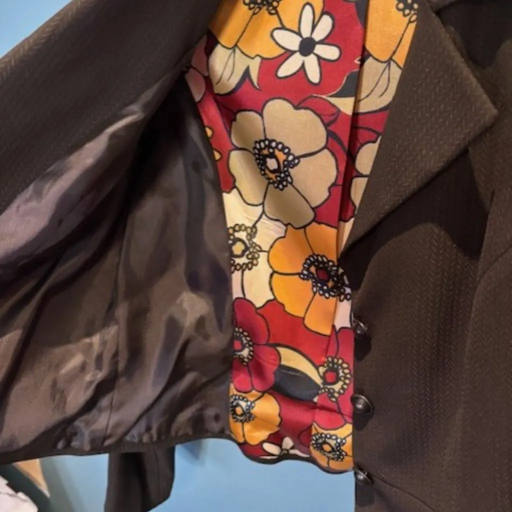 Isabel & Nina 2 Tailored Skirt Suit Set Brown Floral Professional Classic Modern - Image 7