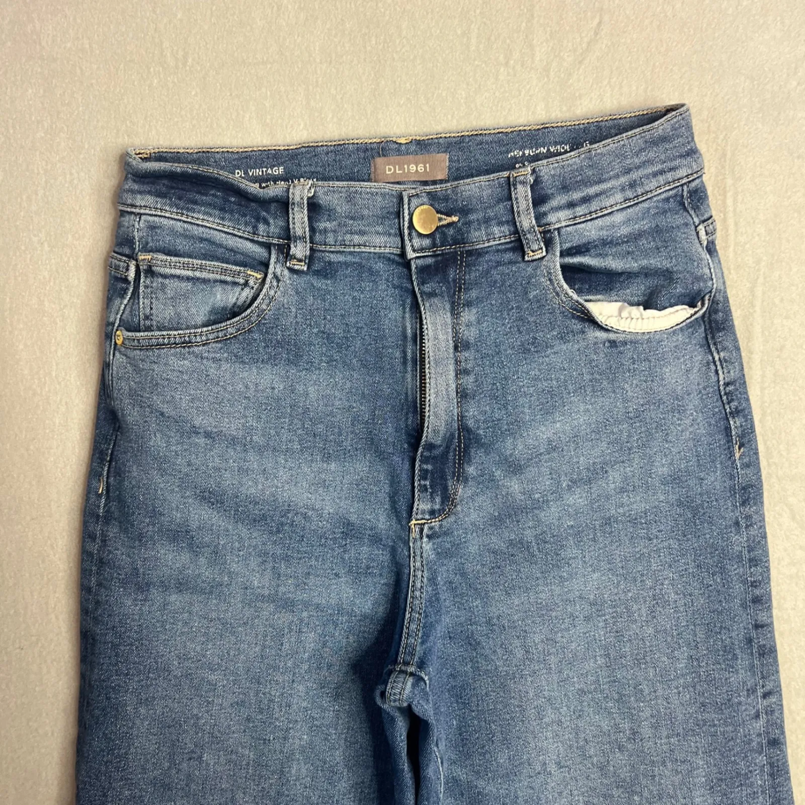 DL1961 High Rise Vintage Hepburn Wide Crop Leg Jeans Size 29 Maritime Ankle - Image 5