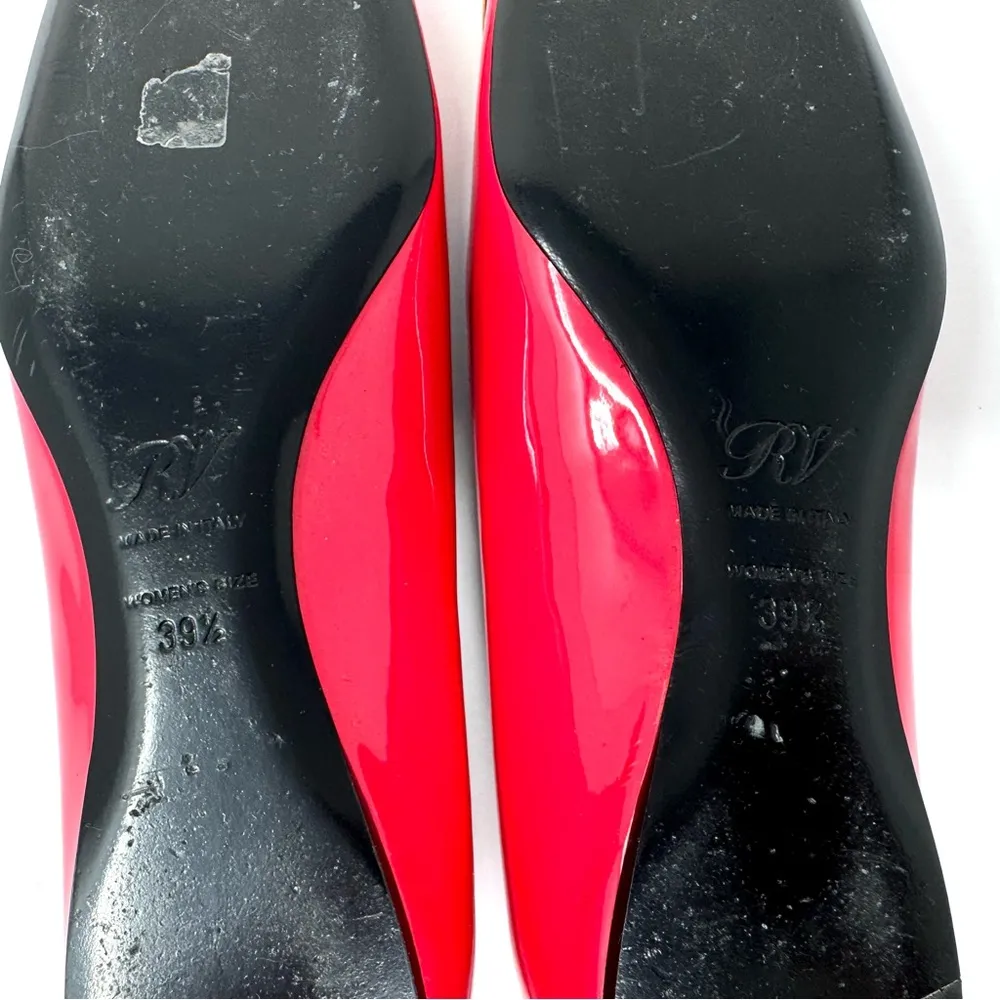 ROGER VIVIER patent leather flats with gold buckle, made in Italy, size 39.5 Pink - Image 10