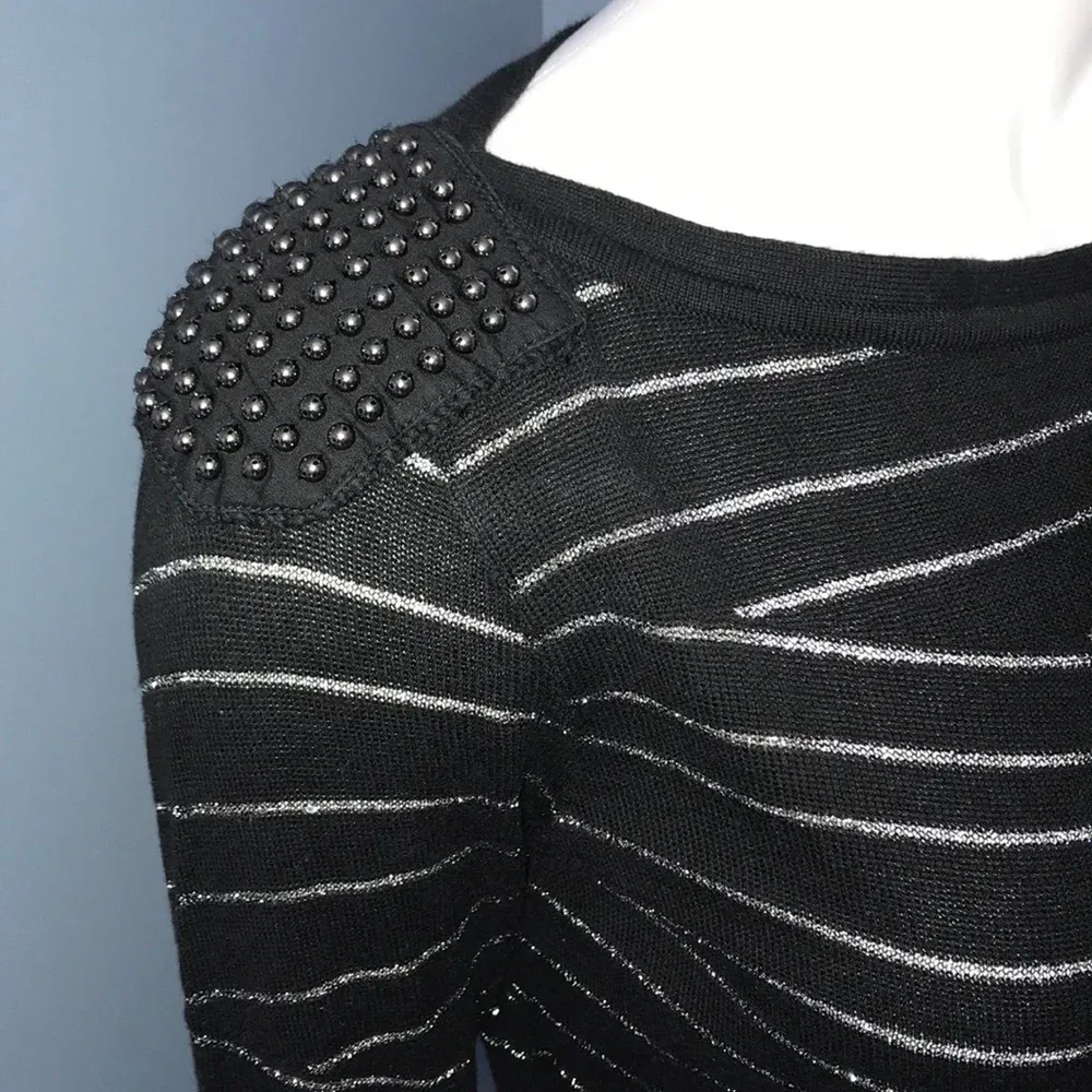Armani Exchange Black Metallic Striped Sweater med - Image 2
