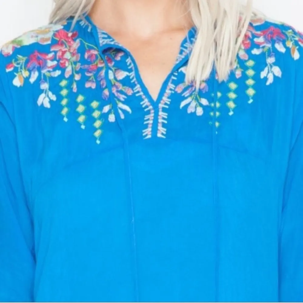 JOHNNY WAS Vanessa Georgette Embroidered Tunic Top - Image 4