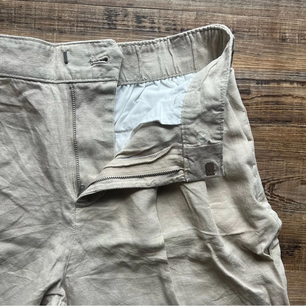 Gap Easy Trouser Pleated Pants Womens Size 4 Beige Linen Blend Summer Career - Image 4