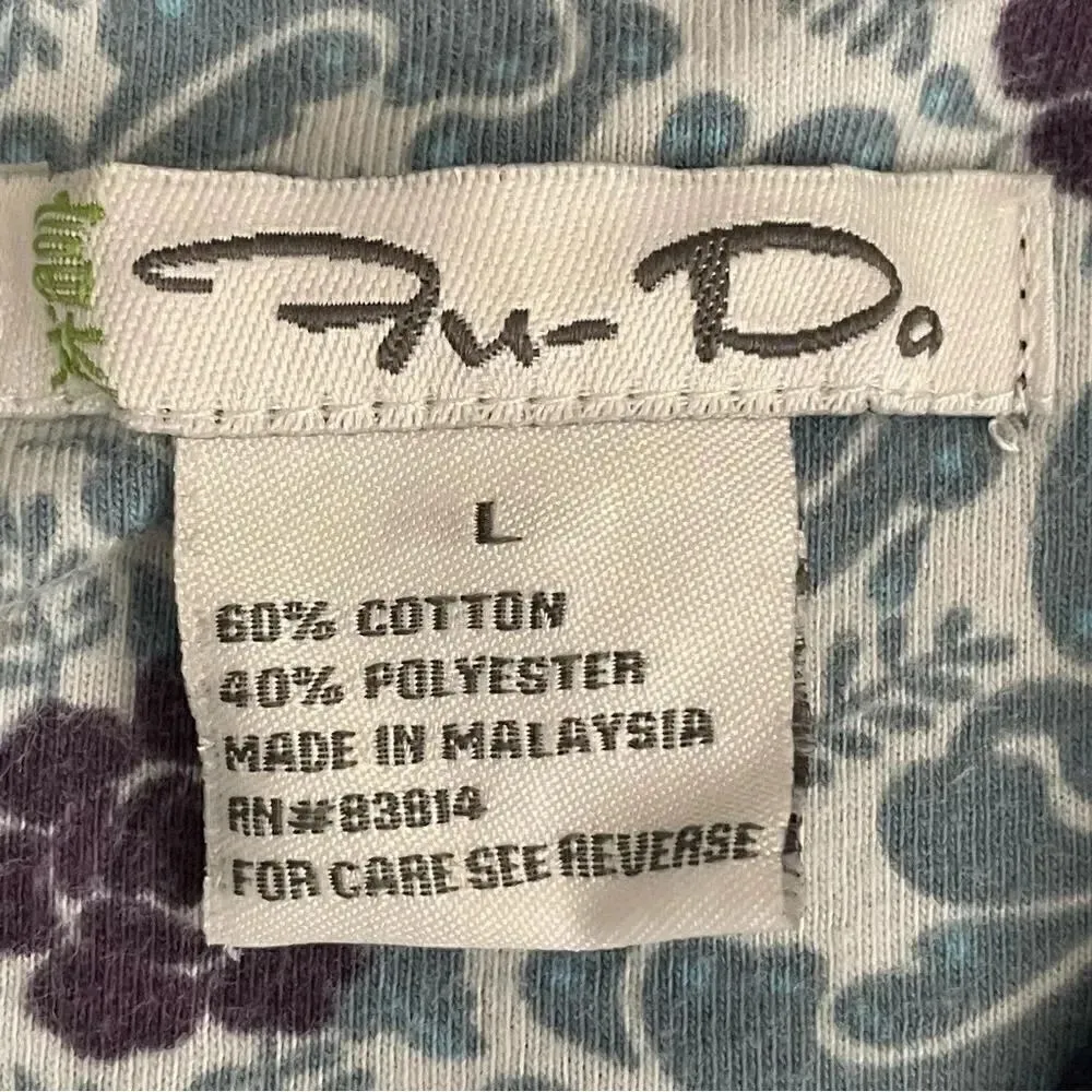 Navy Floral Lining Kangaroo Pockets Cotton Blend Women Hoodie Sweatshirt, SZ L Blue Size L - Image 5