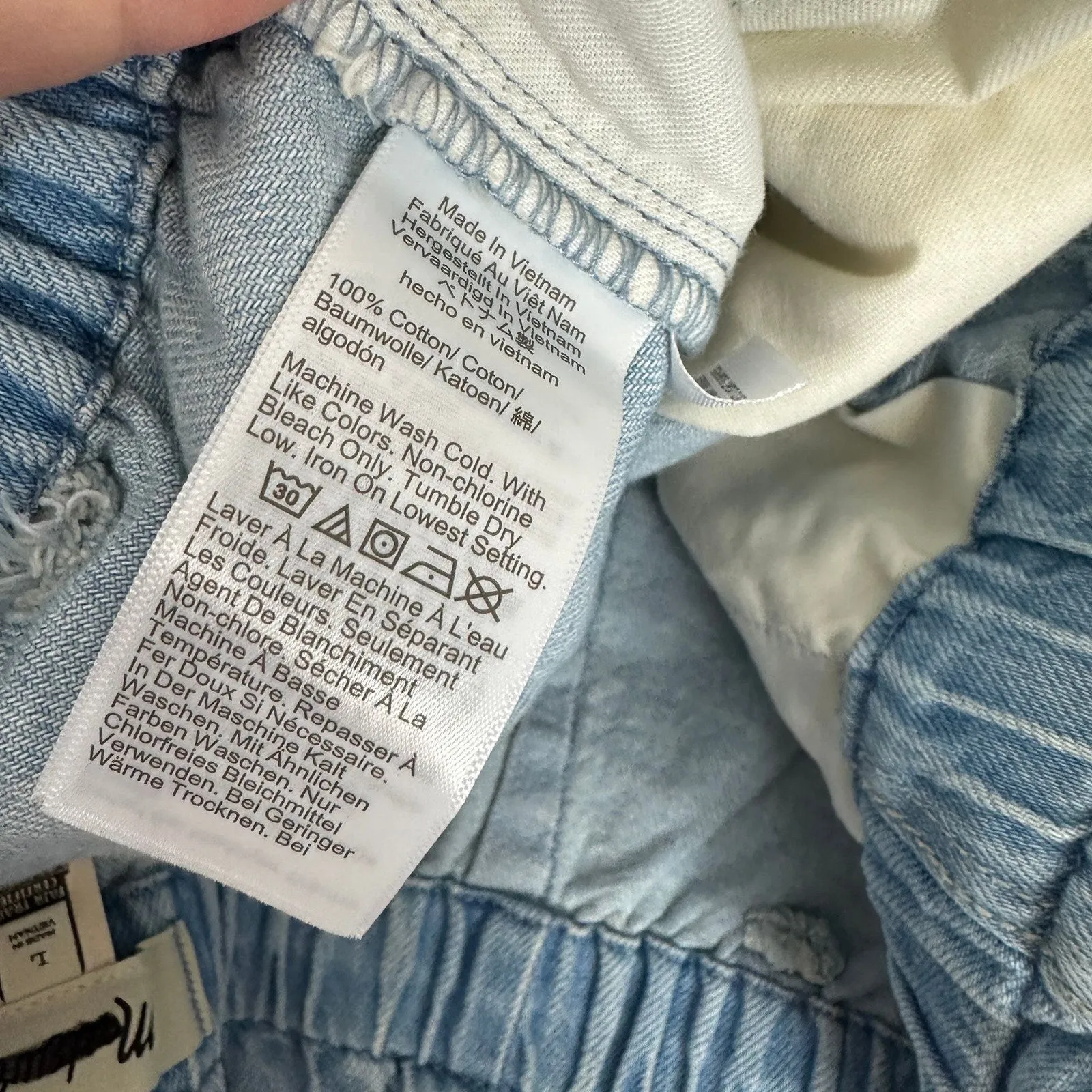 Madewell Tie Waist Denim Shorts Kelleyville Wash Airy Blue Mid Rise Large NWT - Image 11