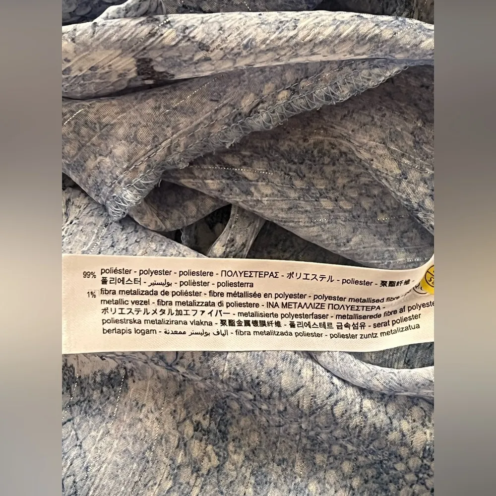 Zara Women’s Blue Semi -Sheer Snake  Print Shirt Dress NWT - Image 11