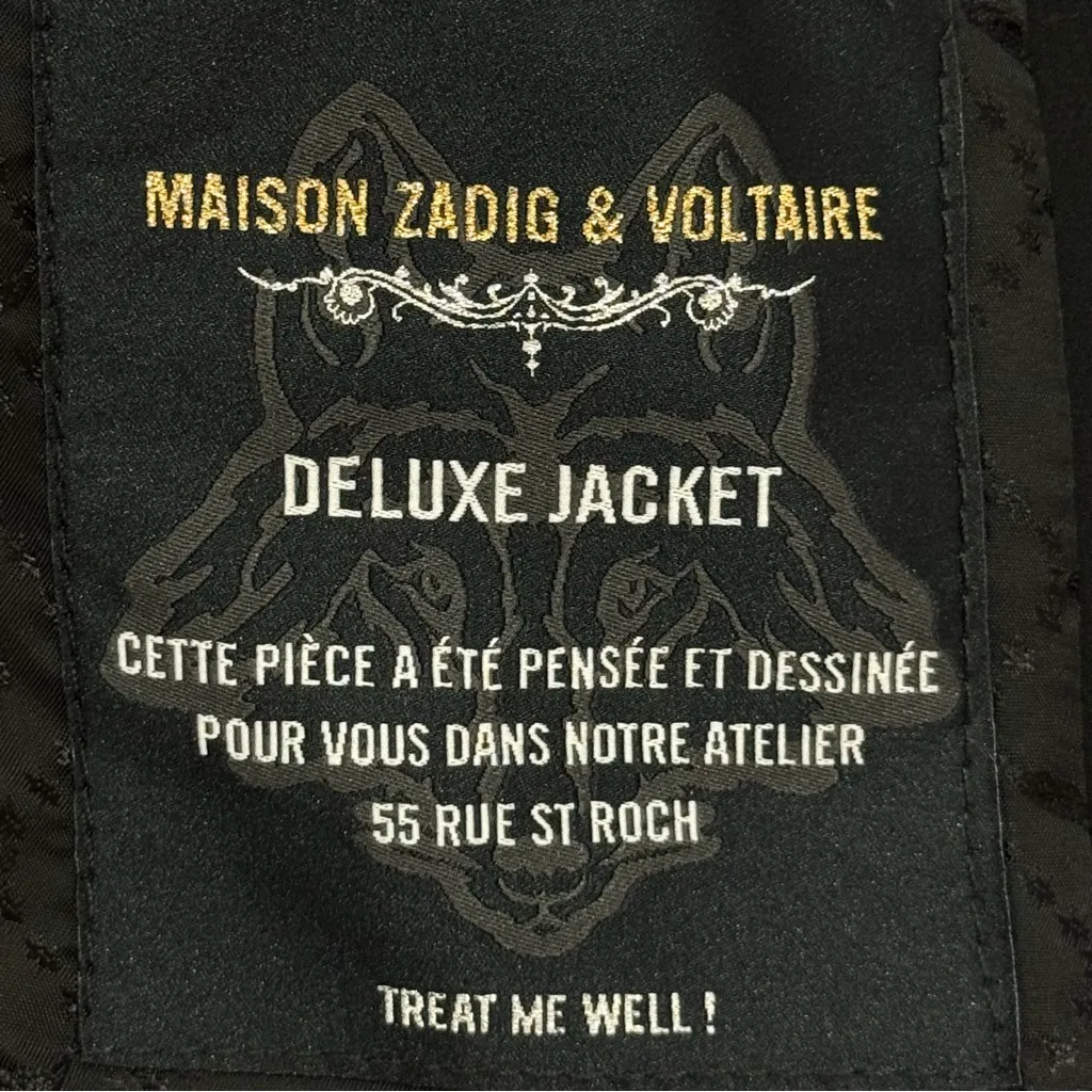 Zadig & Voltaire Vola Spi Deluxe Jacket Small 36 Black Cropped Blazer - Image 11