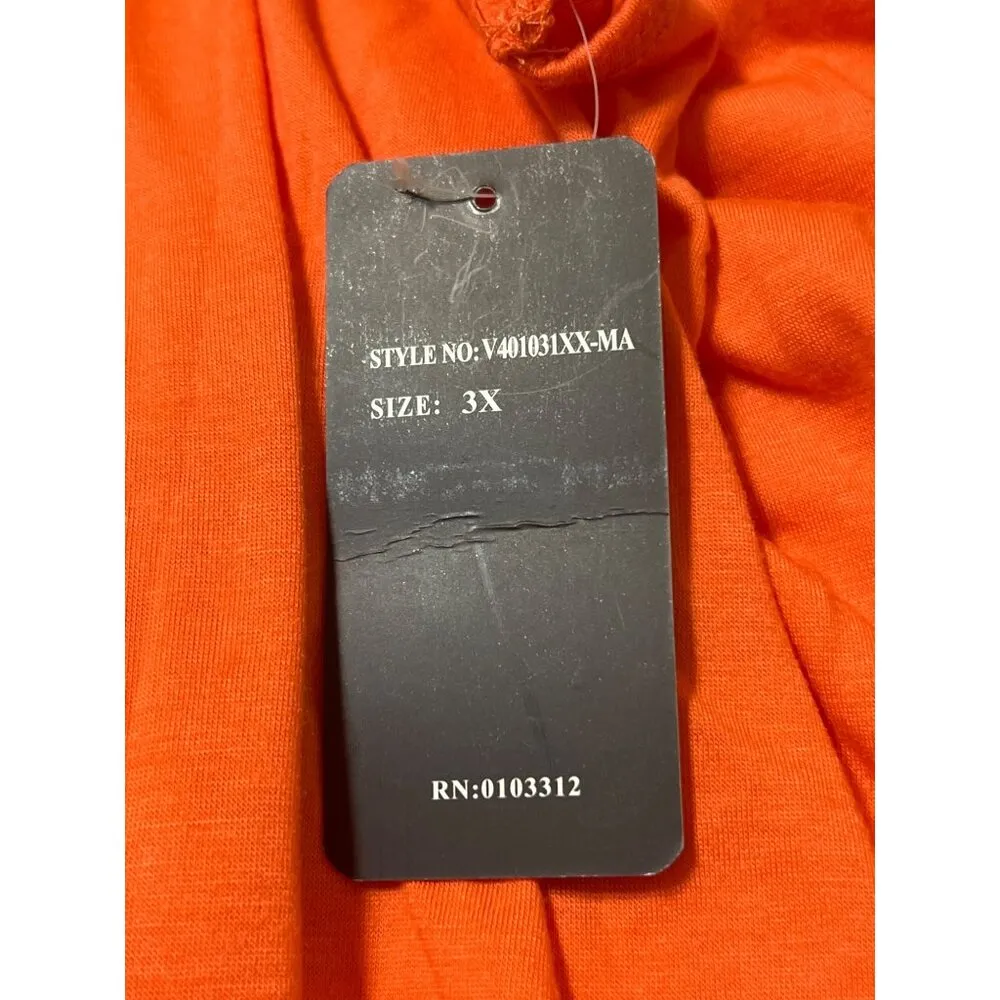 Just Love Womens Maxi Dress Fringe Detail at Front Collar Coral Orange Sz 3X NWT - Image 4