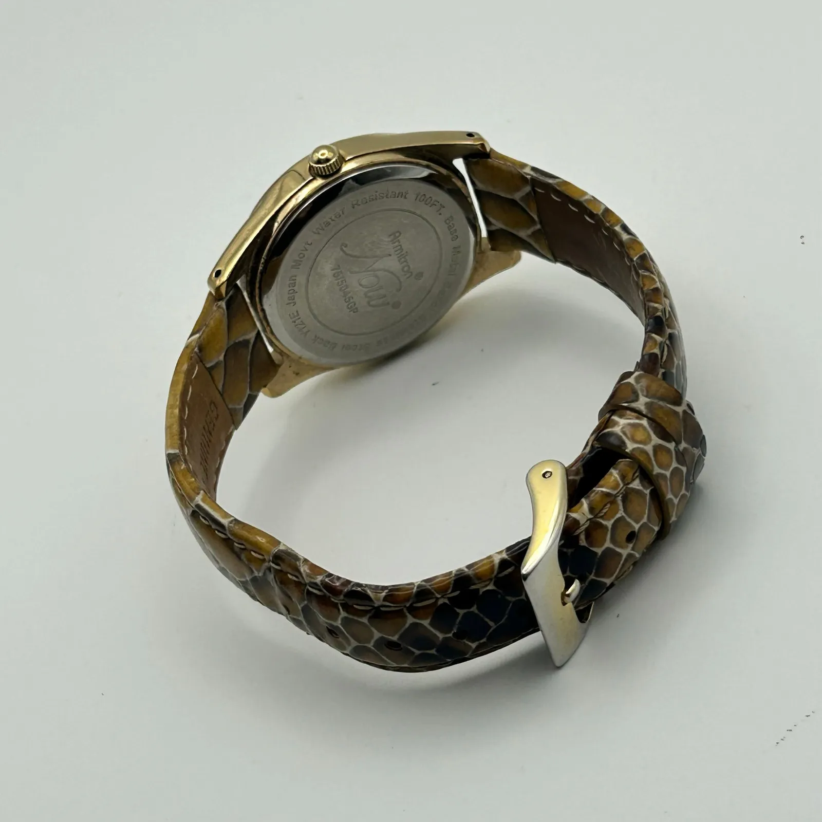 Armitron Gold Mother Pearl Snake Print Leather Women’s Watch - Image 5
