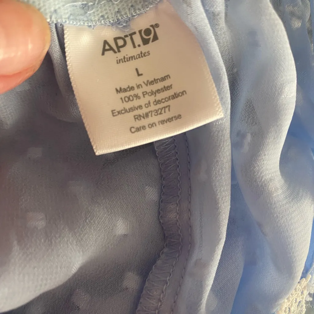 Apt 9 Womens Sheer Nightgown L Large Light Blue White Textured Dots NWT New - Image 8