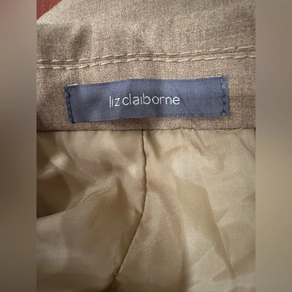 EUC Liz Claiborne Khaki Wheat Lux Cotton Beige Twill Woven Blazer Jacket - Image 7