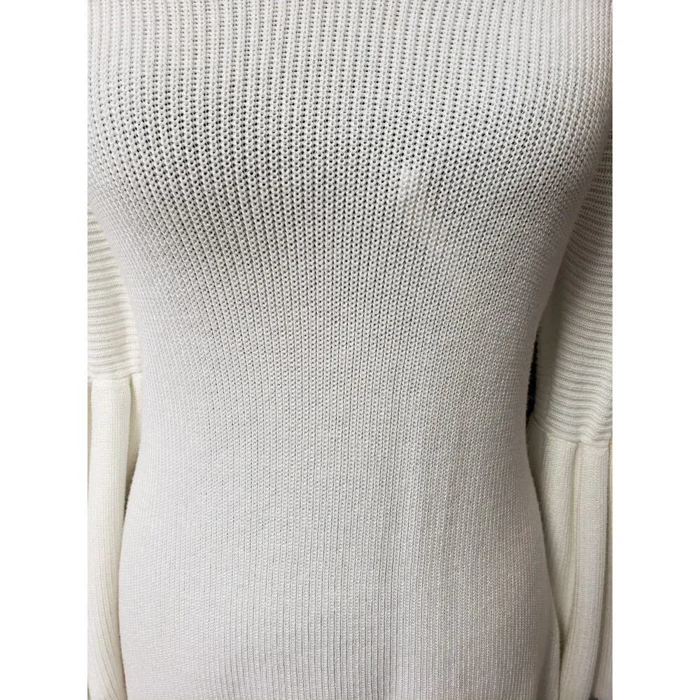 Chico's Sweater Women's Size 0 White Solid Cotton Long Sleeve V-Neck Pullover - Image 10