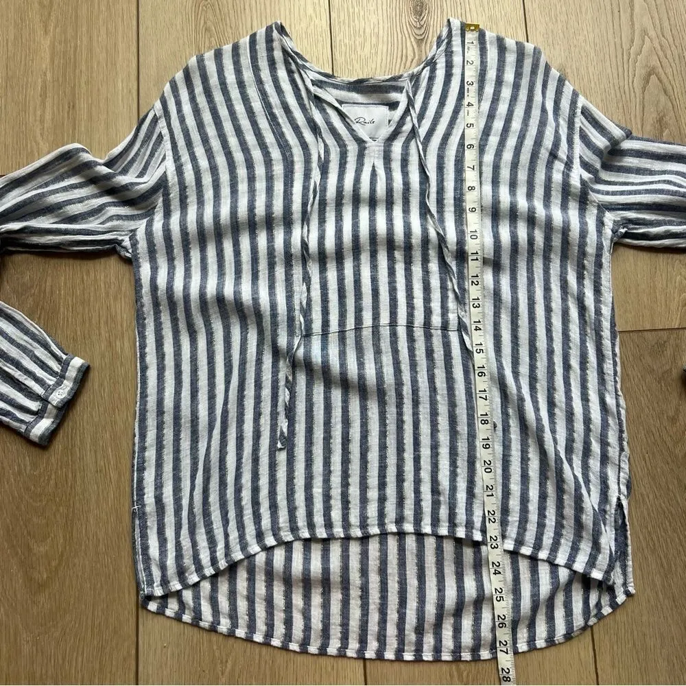 Rails Nina Rio Stripe Blouse Long Sleeve Linen Metallic Striped Shirt Medium - Image 12