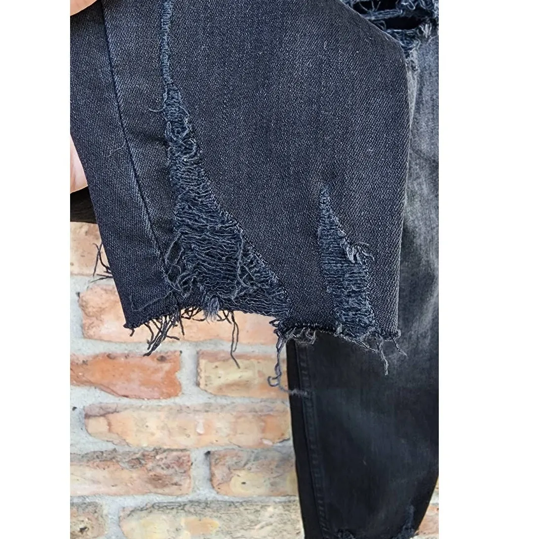 Free People Shark Bite Raw Hem Washed Black Skinny Jeans 27 - Image 9