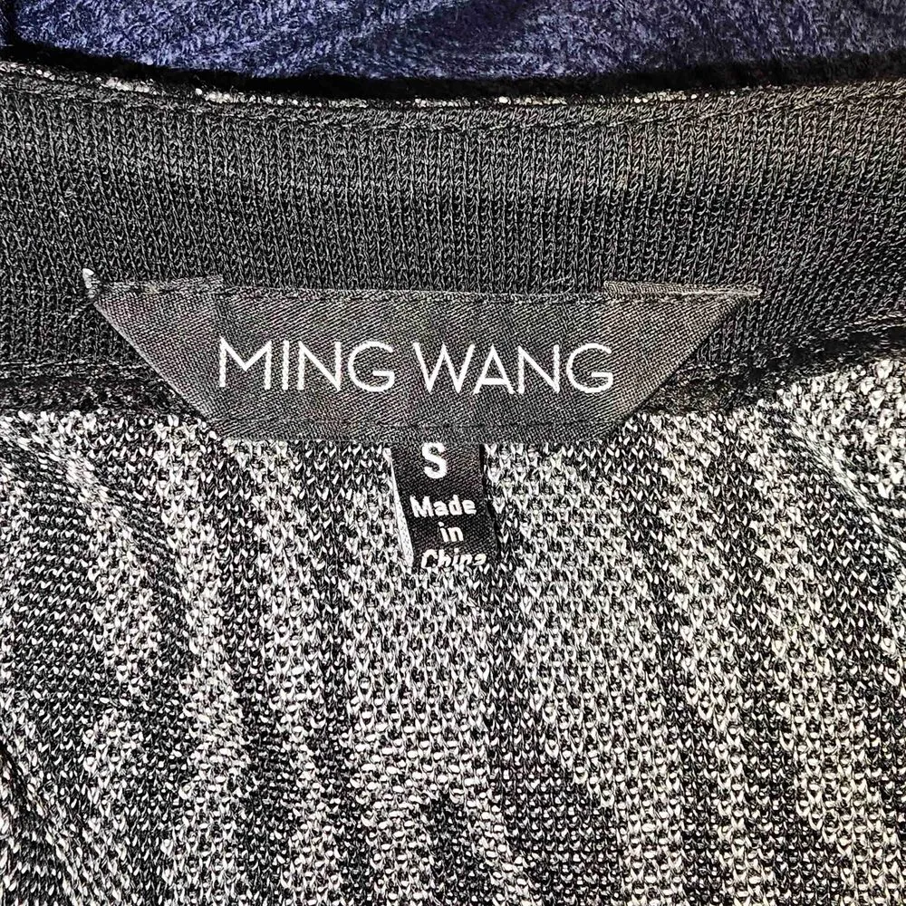 Ming‎ Wang Womens Black Gray Animal Print Long Open Front Cardigan Sweater Small - Image 4