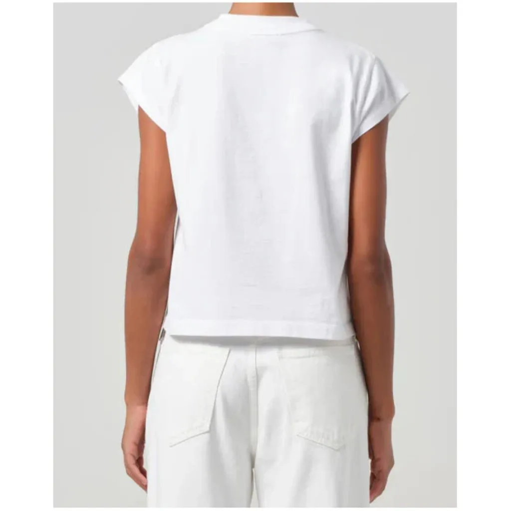 AGOLDE Bryce Cap Sleeve T-Shirt in White Size X-Small - Image 10