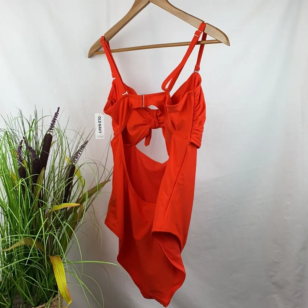 Old Navy Orange 1 Piece Cutout Swim Bathing Suit XL NEW - Image 3