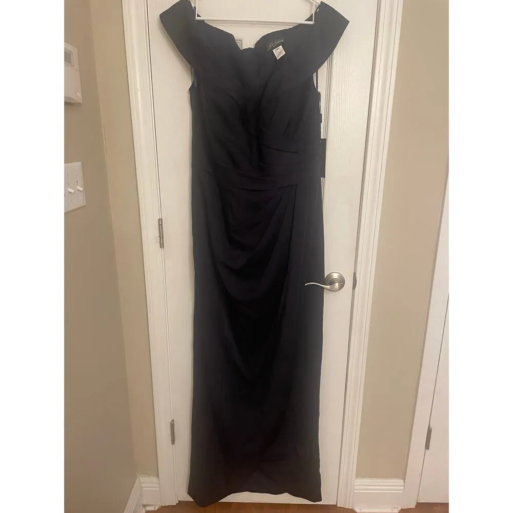 La Femme Navy Off the Shoulder Dress, Size 14, A61 - Image 9