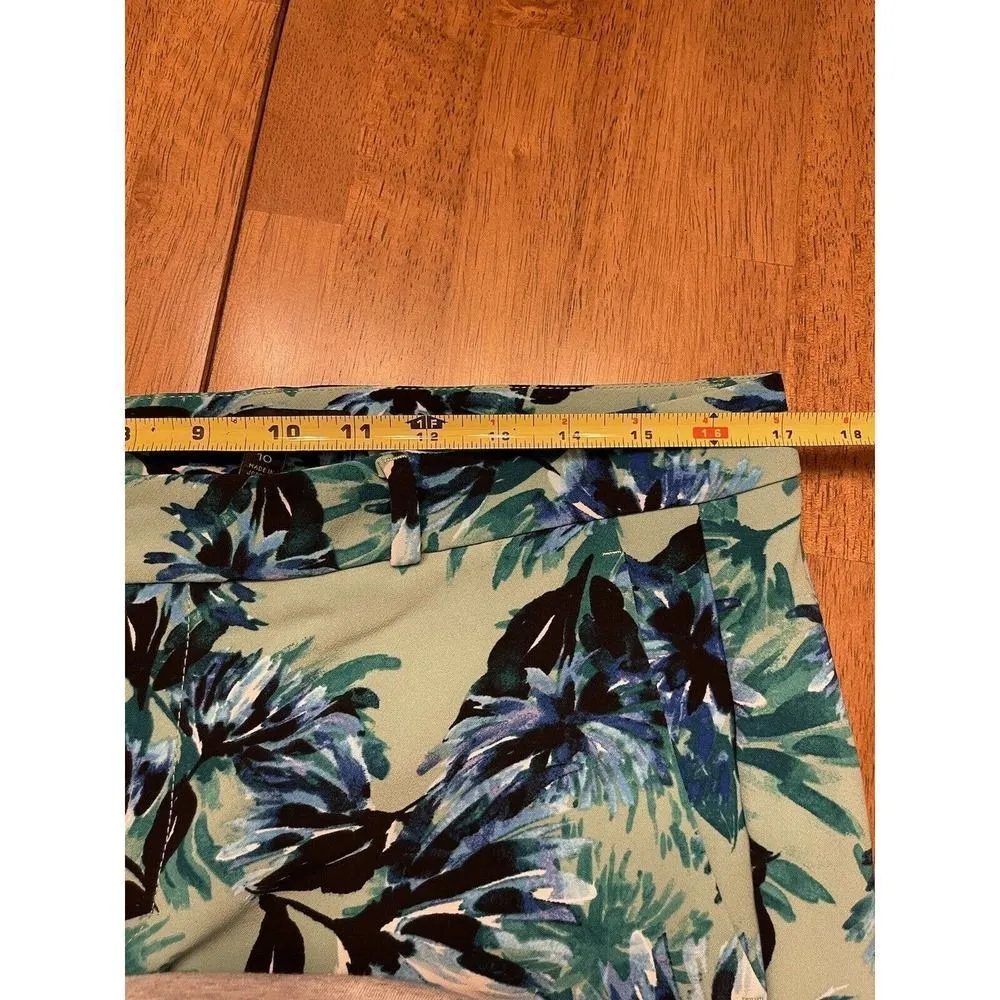 Banana Republic Size 10 Petite Avery Floral Print Ankle Pants Blue Green EUC - Image 5