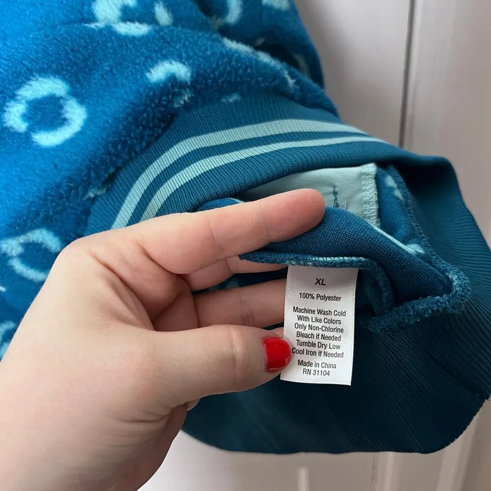 ZELOS Women's Blue Baggy Fleece Leopard Print Half Zip Pullover Jacket Size XL - Image 6