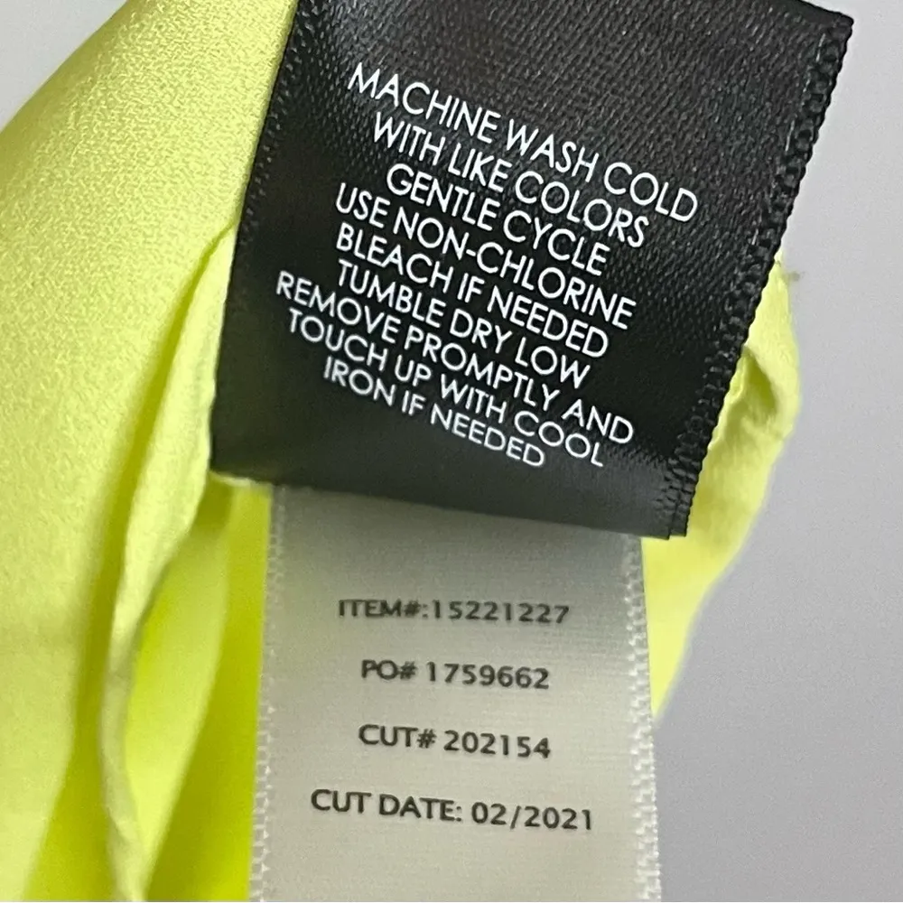 Peplum Georgette Button-Front Tie-Front Blouse Neon Sunny Lime Plus 1X - Image 13