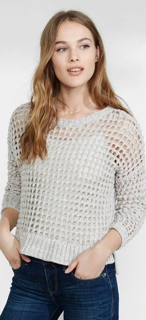 Metallic Open Knit Boxy Raglan Sweater - Image 4