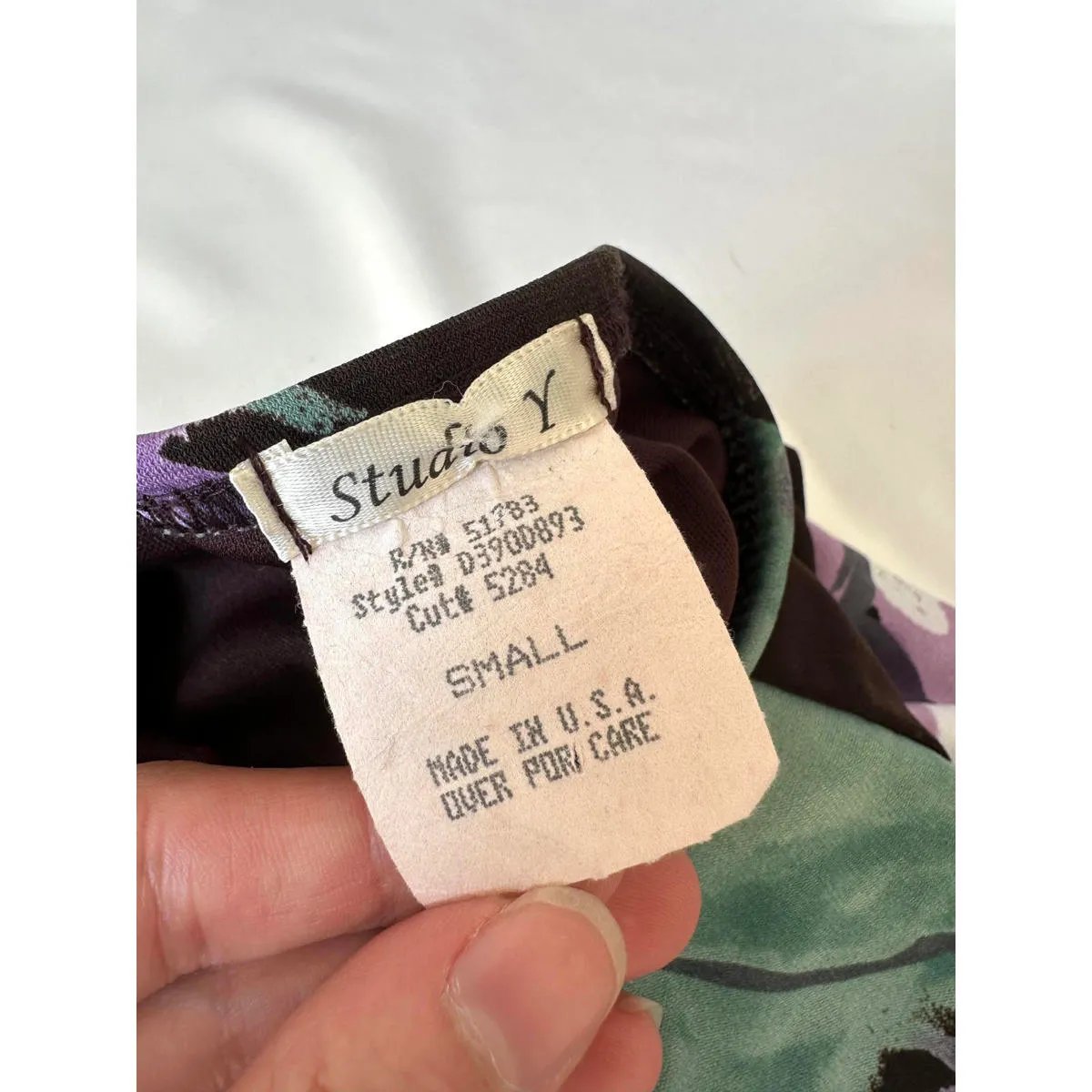 Green Purple and Brown Floral Strapless Dress Vintage - Image 4