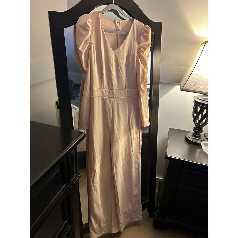 NEW Ruffle Sleeve Wide Leg Formal Jumpsuit M NO BELT Size M - Image 4