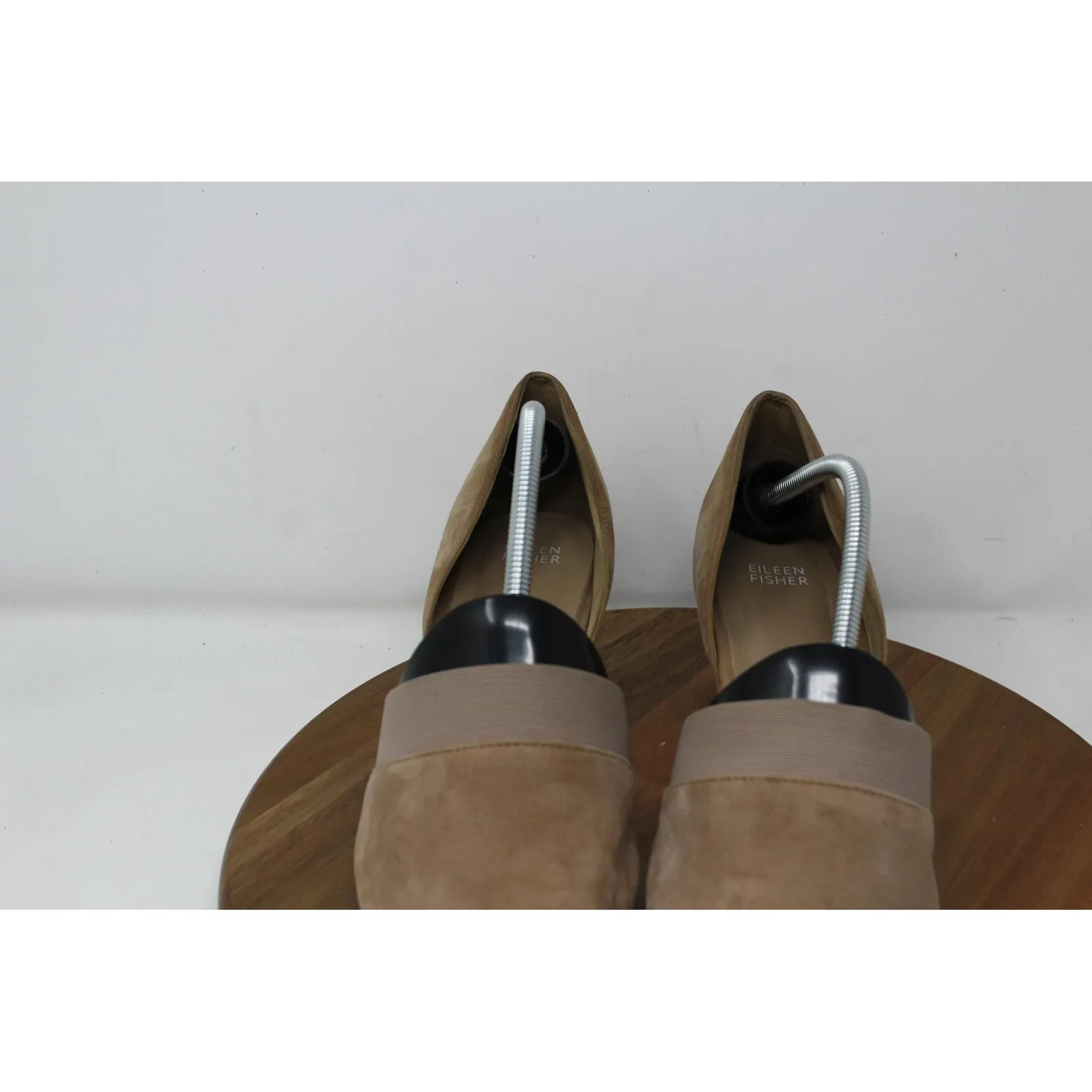Eileen Fisher Shoes Womens Size 12 Taupe Suede Block Heel Pointed Toe Elastic - Image 2