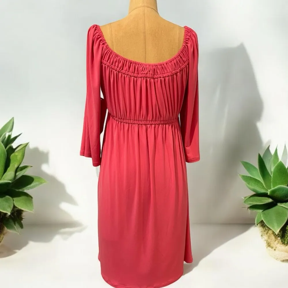 Boston Proper- Flare-sleeved Peasant Dress in Mai Tai Pink Size 8 NWT - Image 4