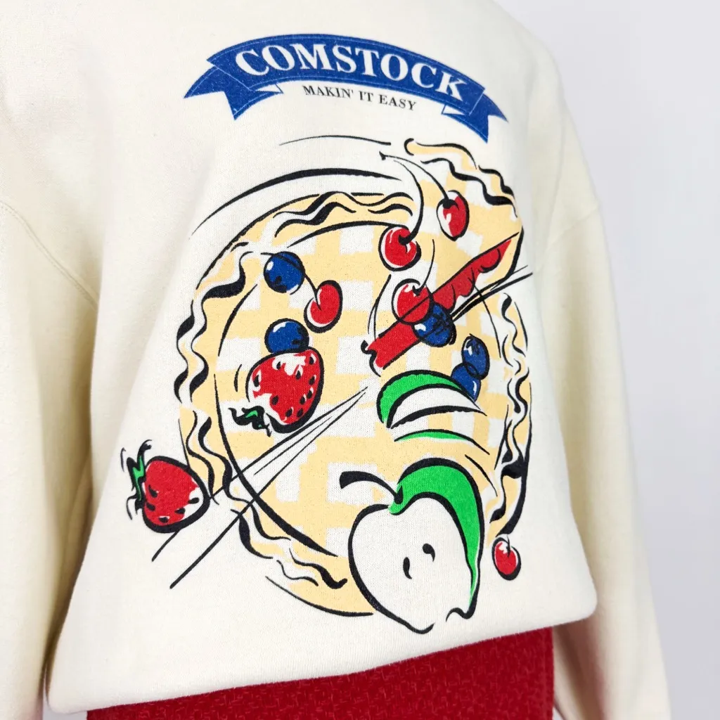 Vintage 90’s Graphic Crewneck Sweatshirt in Ivory | Size M White Size M - Image 3