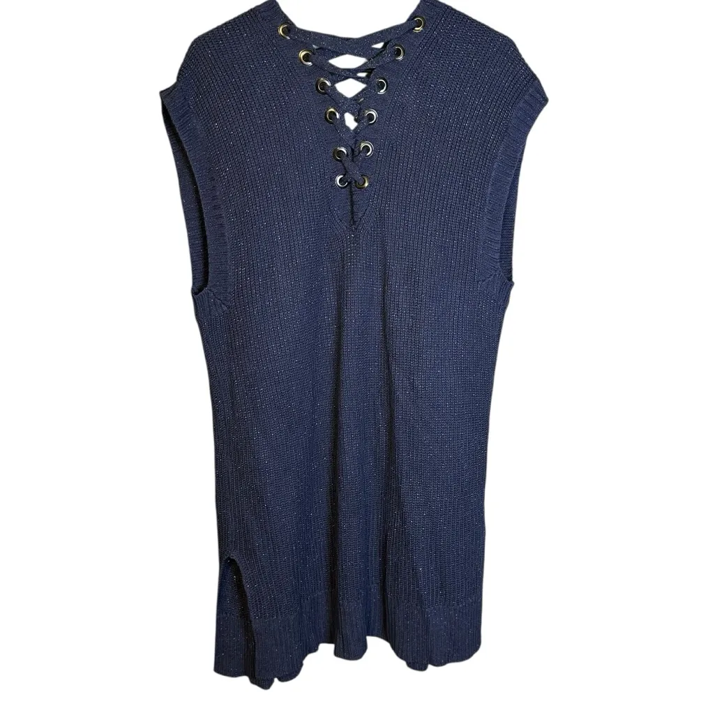 Chico’s Lace Back Maureen Sleeveless Sweater Vest‎ Blue NWT Sz 3/US XL 570181760 - Image 7