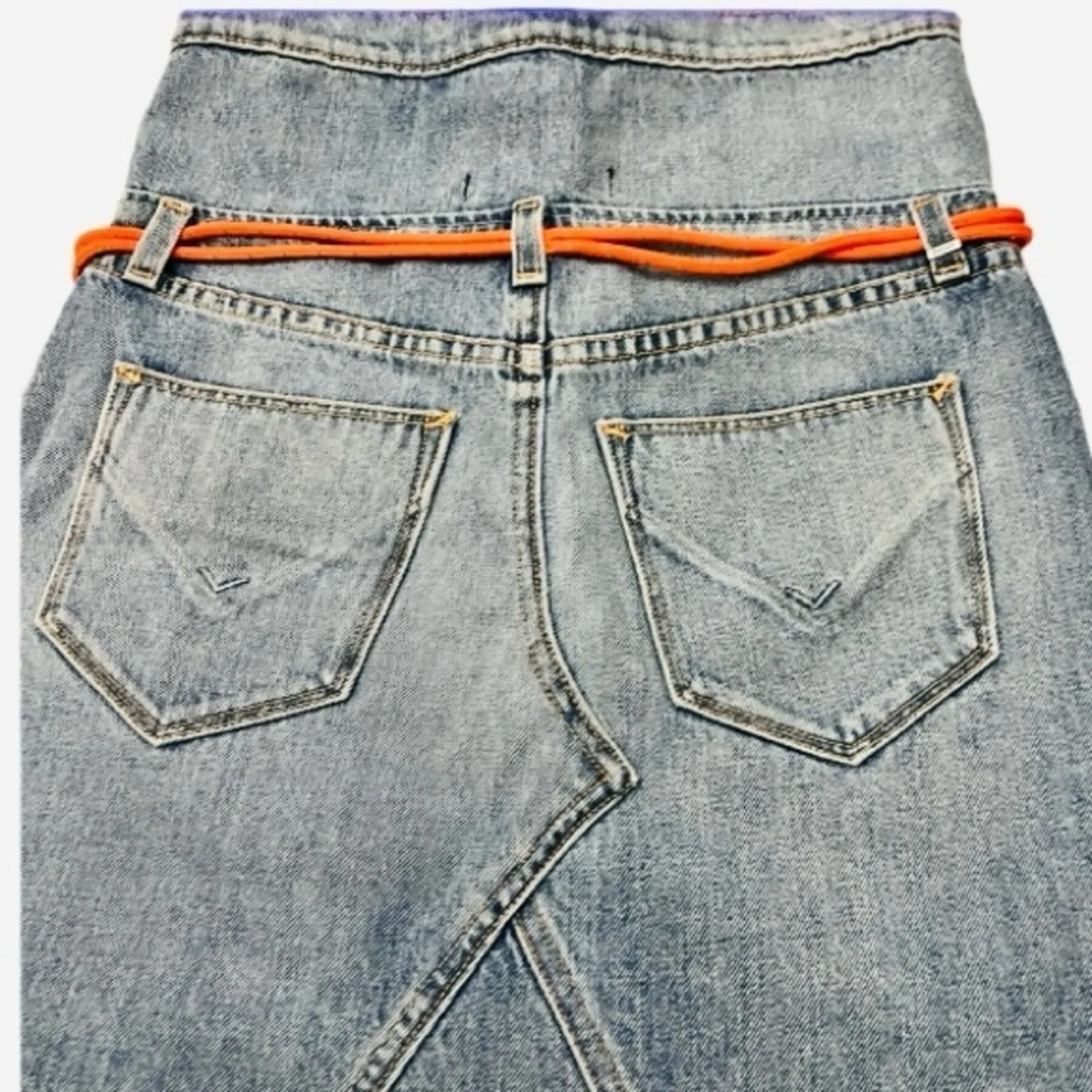 Hudson Women's Sloane Skirt Distressed In Light Blue Size 24 - Image 9