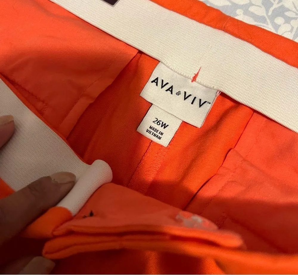 Ava & Viv Women's Plus Size, orange High Rise Tapered Ankle Pants Size 26W - Image 3