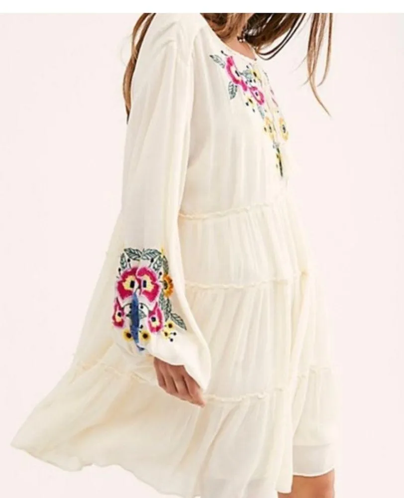 Free People Spell on You Embroidered Keyhole Dress Floral size XS - Image 3