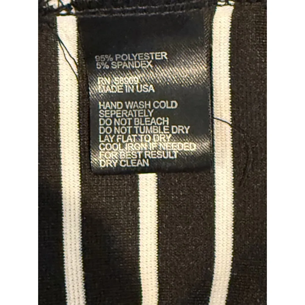 Gianni Bini The Breeze Black White Striped Midi Dress - L - Image 4