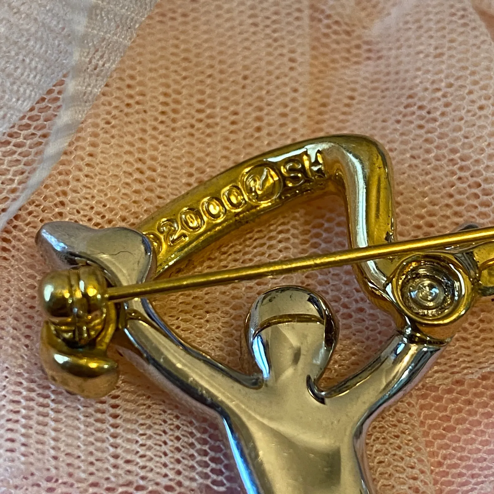 Swarovski Ballet Dancer Brooch Pin Sparkling Rhinestone Two Tone Signed SH 2000 - Image 5