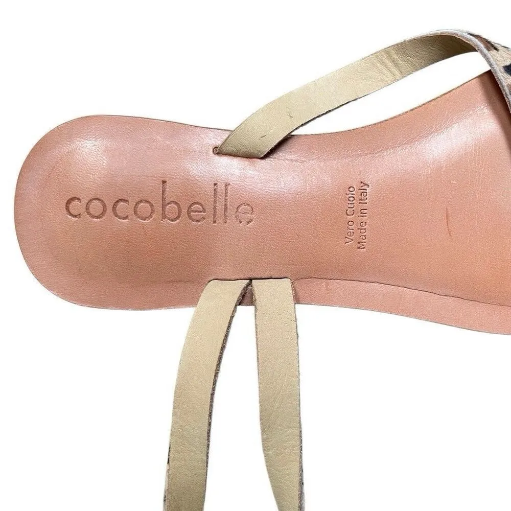 Cocabelle Leopard Print Sandals women’s 8.5 leather two strap made in Italy Tan - Image 6
