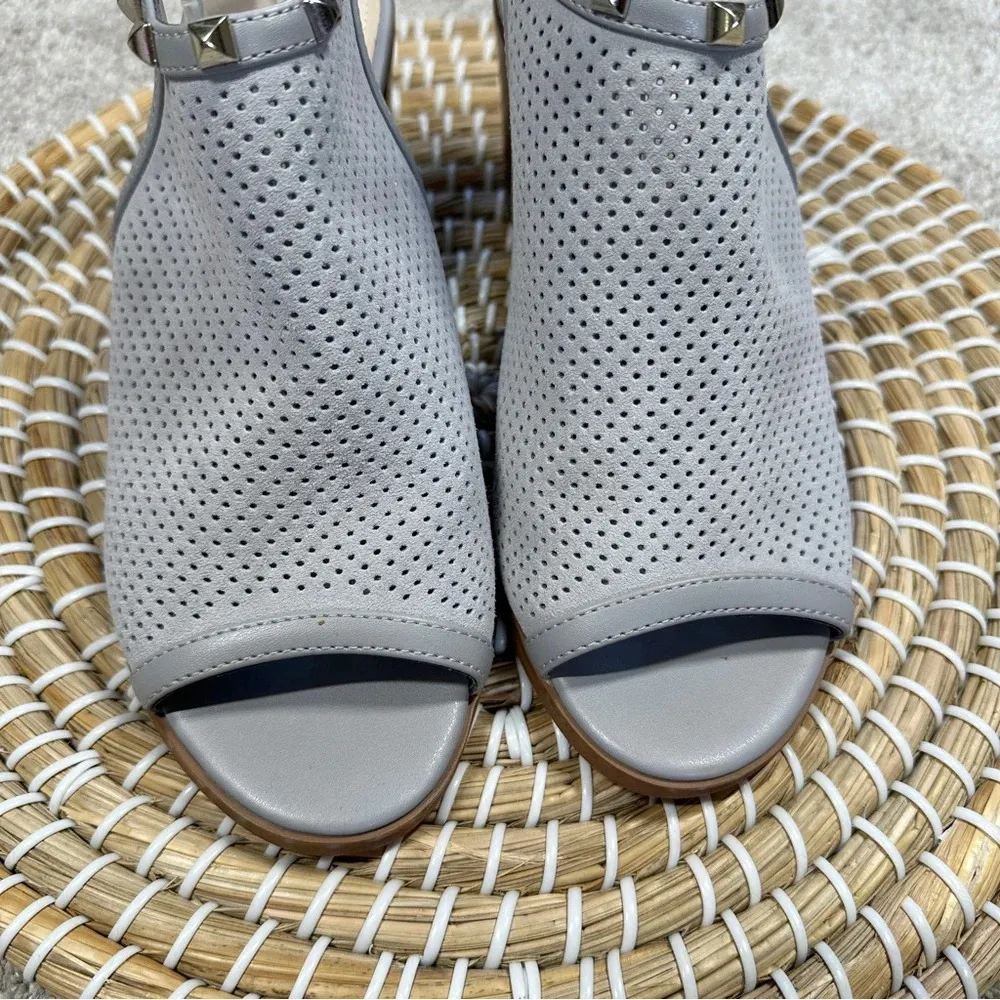 Marc Fisher Grey Suede Perforated Parso Studded Heeled Sandal Size 6.5 - Image 2
