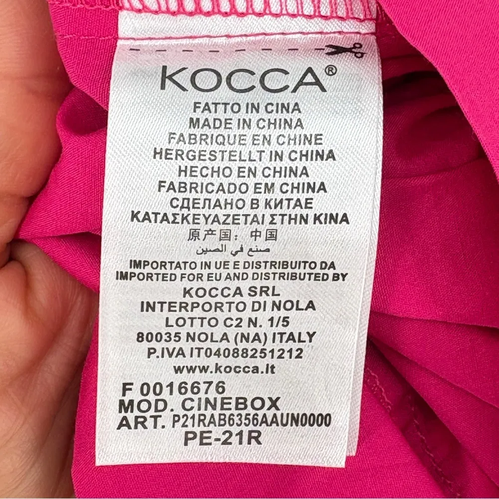 Kocca Hot Pink Mini Dress Short Sleeve Back Elastic Panel Size Small - Image 11