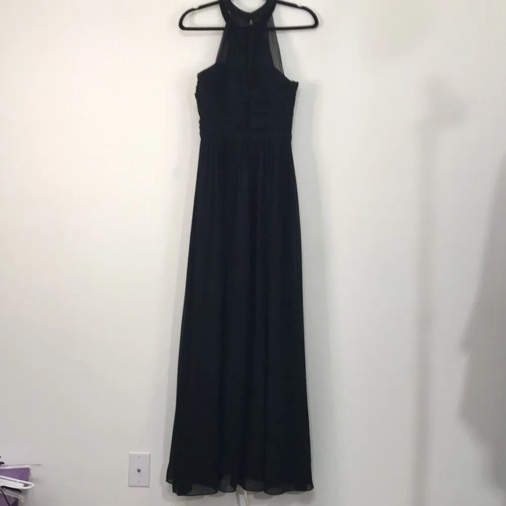 CAMILLE LA VIE Black Halter Collar Floor Length Evening Gown - Image 8