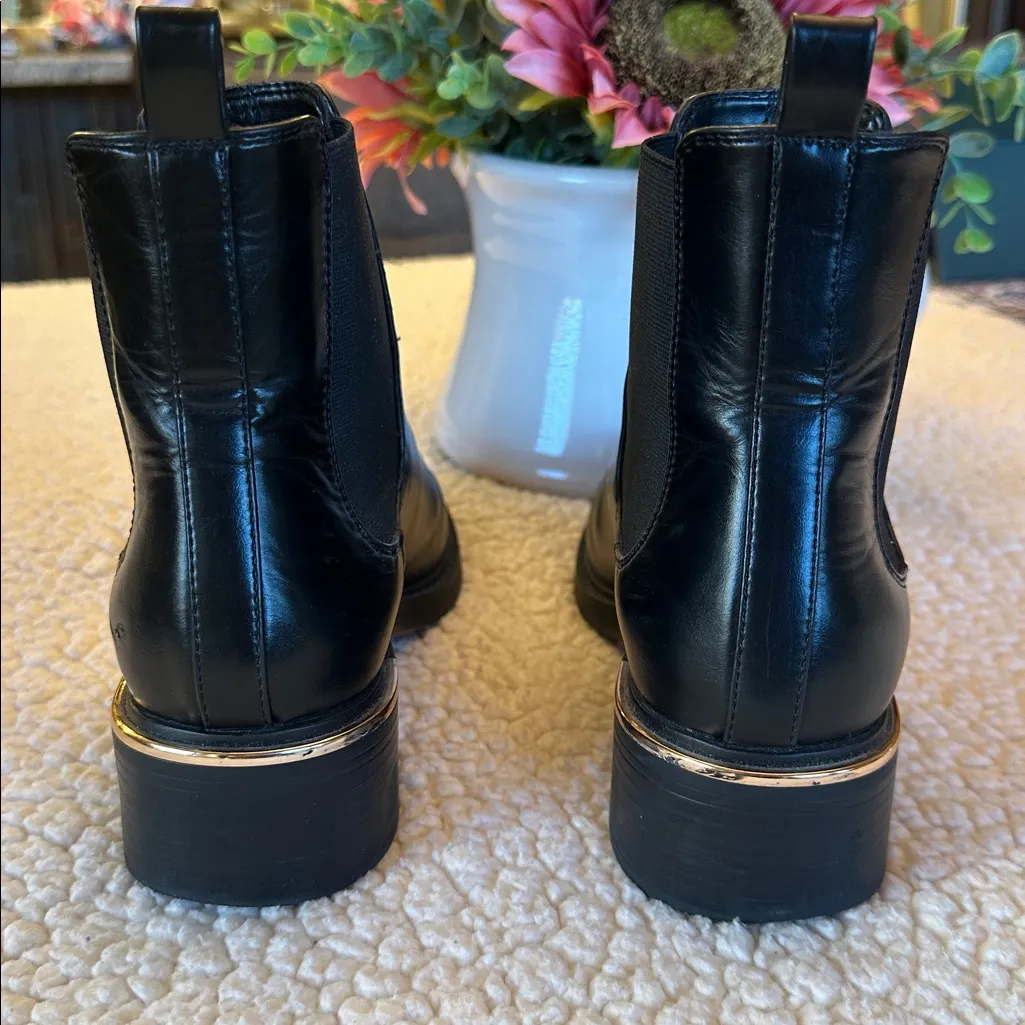 Zara Black Leather Ankle Boots Sz 38 / 7.5 - Image 4