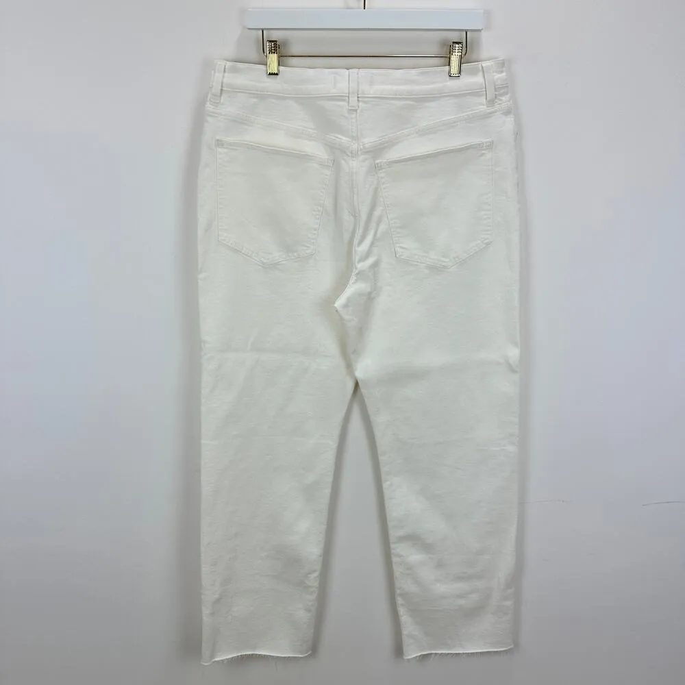 Madewell 90s Straight Crop Jean Tile White High Rise Raw Hem Women US 32 NWT - Image 9