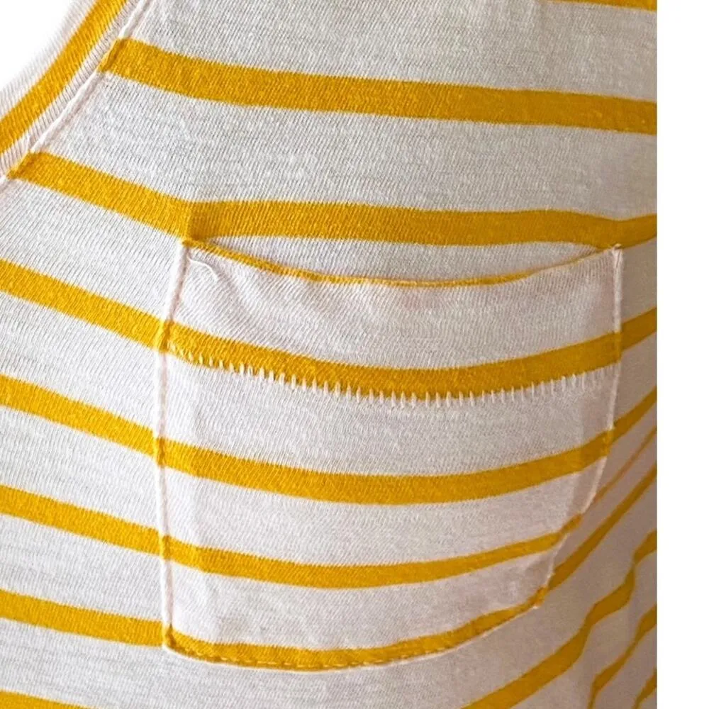 MADEWELL Yellow & White Stripe Cotton Whisper Pocket Tank Top ~ Women's SMALL - Image 5
