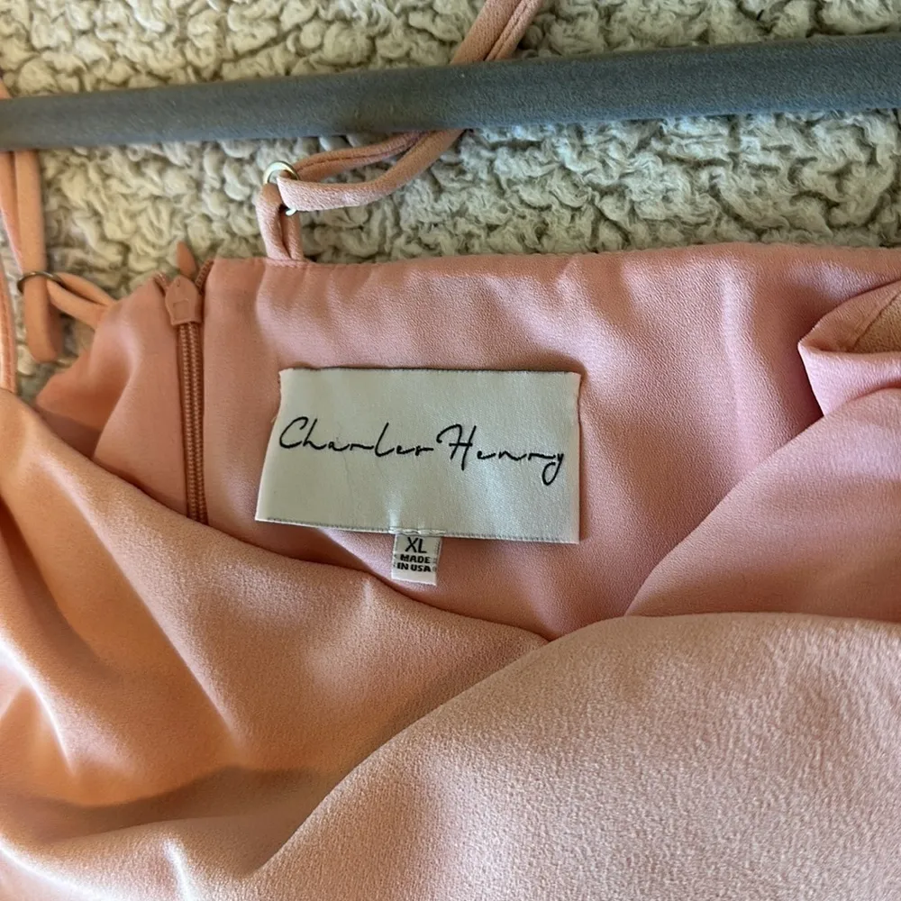 Charles Henry XL Square Neck Maxi Formal Dress Pastel Pink Minimalist HOCO Event - Image 6