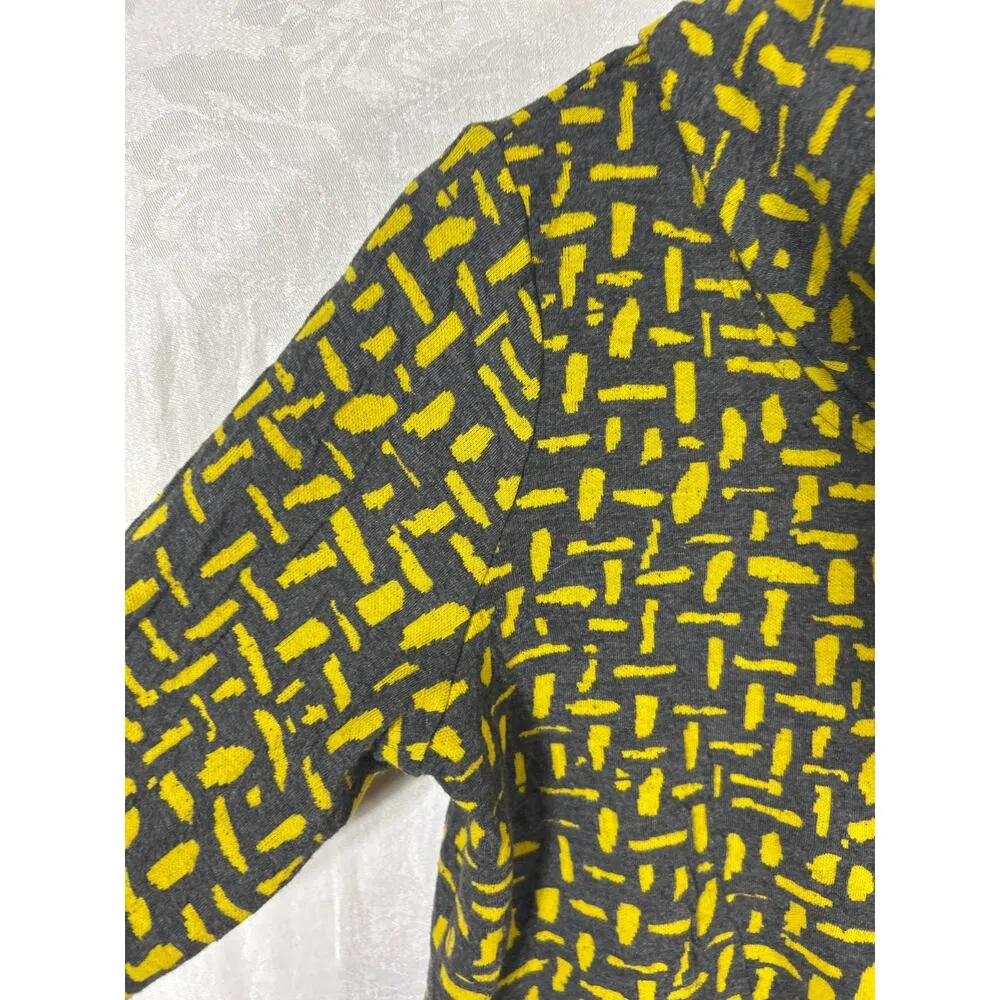 Ali Miles Top Small PETITE Gray Chartreuse Abstract Cowl Turtleneck Patch Pocket Size undefined - Image 4