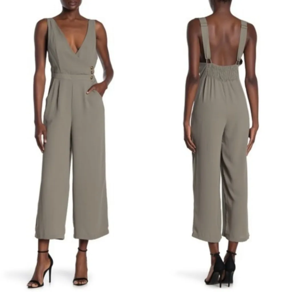 MAX & ASH Button Detail Plunge Jumpsuit - Image 2